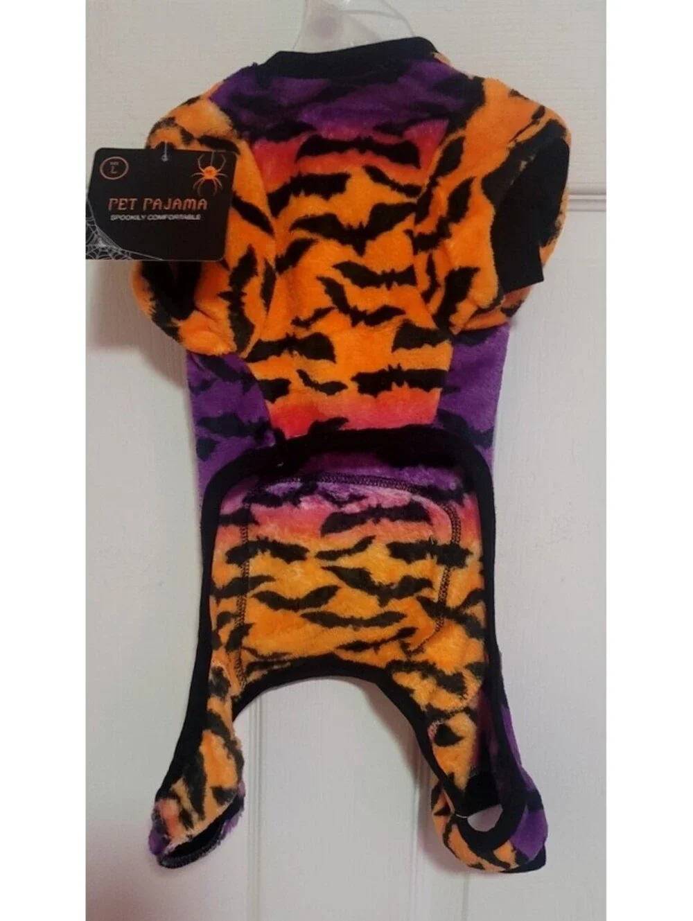 COMFY HALLOWEEN OMBRE BATS PURPLE ORANGE BLACK PLUSH PET PAJAMAS ROMPER JUMPSUIT